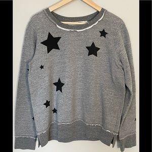 Michael Stars womens crew neck sweatshirt gray with black stars